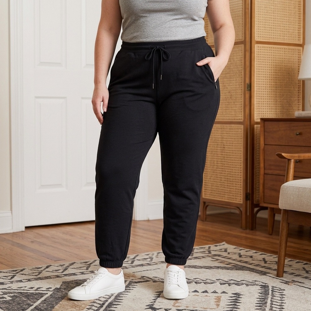 Tek Gear On-the-Go Gear Black Joggers Womens XL Zipper Pockets Stretch Pants